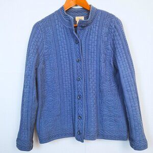 L.L.Bean Women Vintage Cardigan Size M Royal Blue Heavy Knit Nordic Button Down